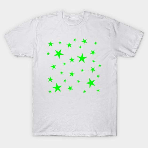 Bright Neon Green Stars Pattern T-Shirt by stuartjsharples